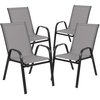 Flash Furniture 7PC Patio Set-55" Glass Table, 6 Gray Chairs TLH-089REC-303CGY6-GG